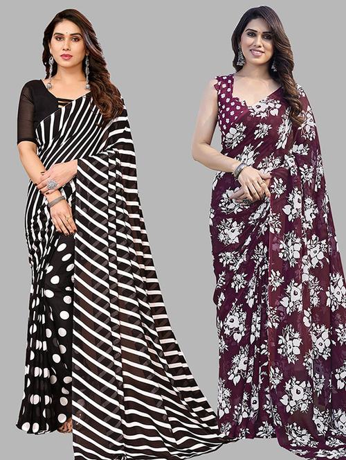 women pack of 2 casual wear combo saree with blouse - 21445549 - Very Small Image - 1