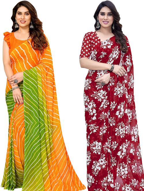 women pack of 2 casual wear combo saree with blouse - 21445552 - Very Small Image - 1