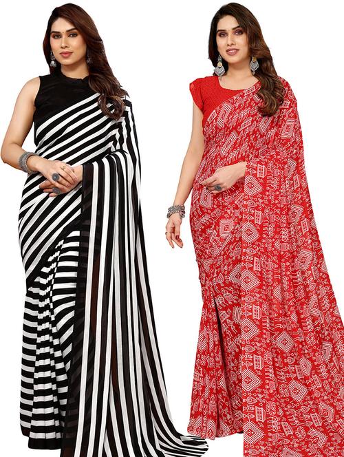 women pack of 2 casual wear combo saree with blouse - 21445559 - Very Small Image - 1