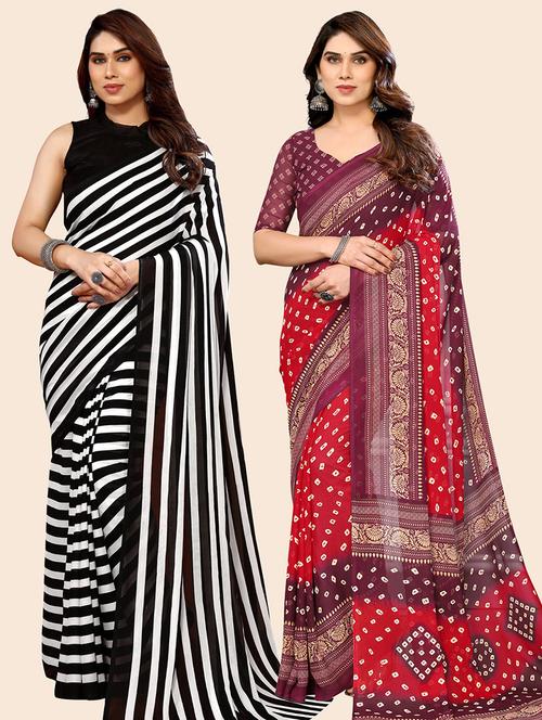 women pack of 2 casual wear combo saree with blouse - 21445561 - Very Small Image - 1