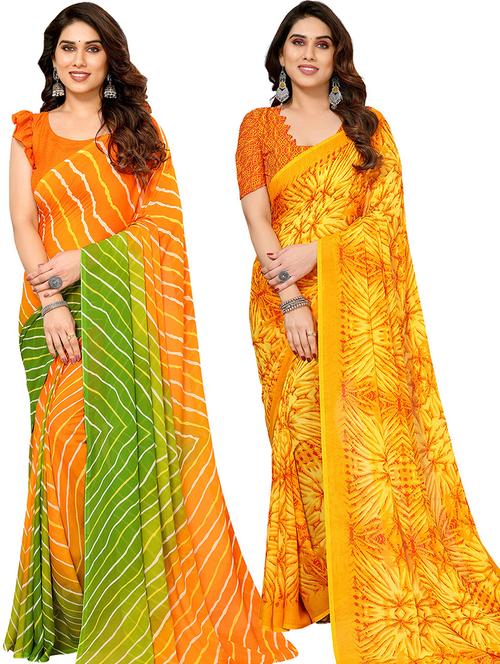 women pack of 2 casual wear combo saree with blouse - 21445567 - Very Small Image - 1