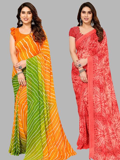 pack of 2 casual wear sarees with blouse - 21445568 - Very Small Image - 1