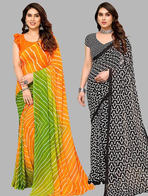 women pack of 2 casual wear combo saree with blouse - 21445569 - Very Small Image - 1