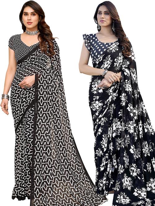 women pack of 2 casual wear combo saree with blouse - 21445576 - Very Small Image - 1