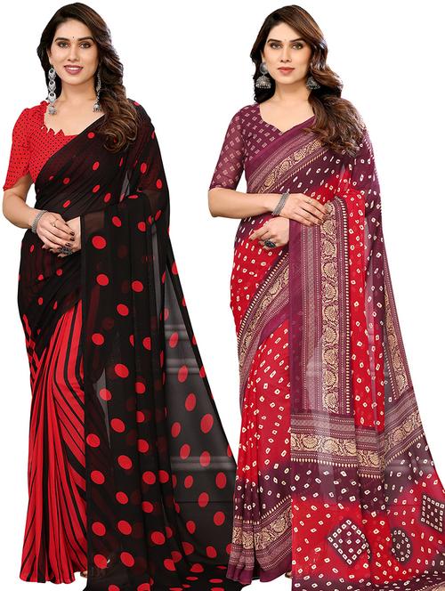 women pack of 2 casual wear combo saree with blouse - 21445579 - Very Small Image - 1