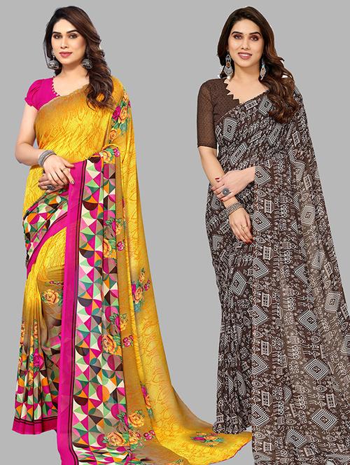 women pack of 2 casual wear combo saree with blouse - 21445581 - Very Small Image - 1