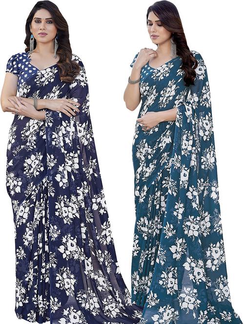 women pack of 2 casual wear combo saree with blouse - 21445583 - Very Small Image - 1