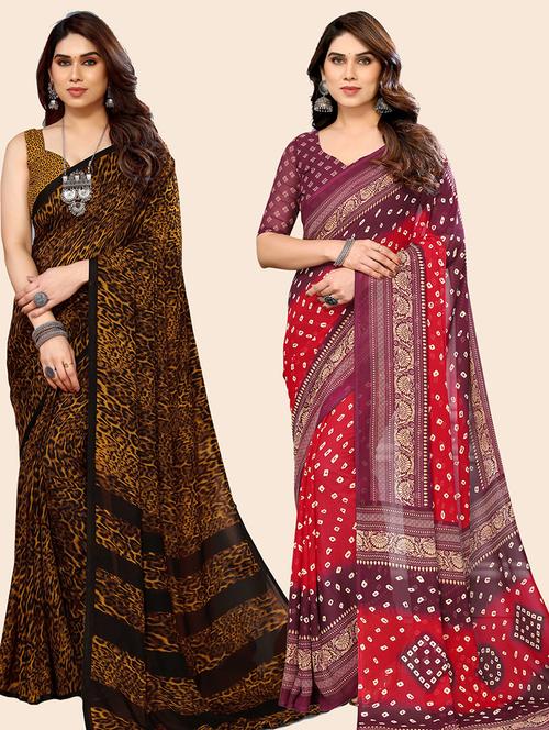women pack of 2 casual wear combo saree with blouse - 21445586 - Very Small Image - 1