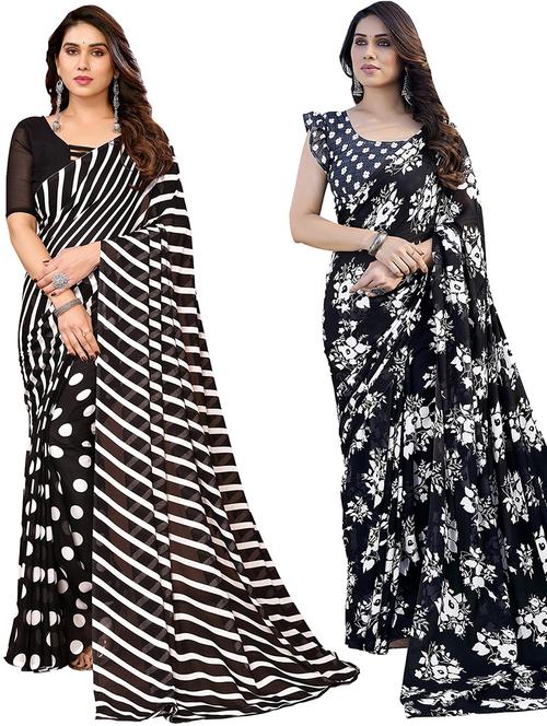 pack of 2 casual wear sarees with blouse - 21445592 - Very Small Image - 1