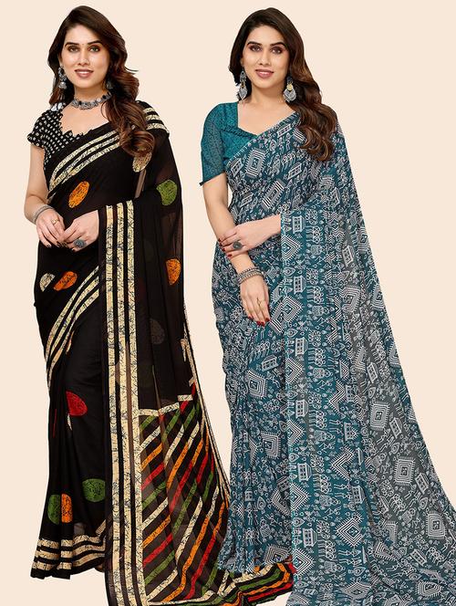 women pack of 2 casual wear combo saree with blouse - 21445606 - Very Small Image - 1