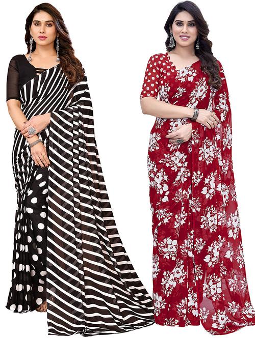 women pack of 2 casual wear combo saree with blouse - 21445607 - Very Small Image - 1