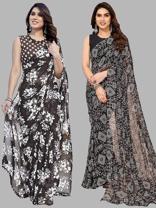 pack of 2 casual wear sarees with blouse - 21445609 - Very Small Image - 1