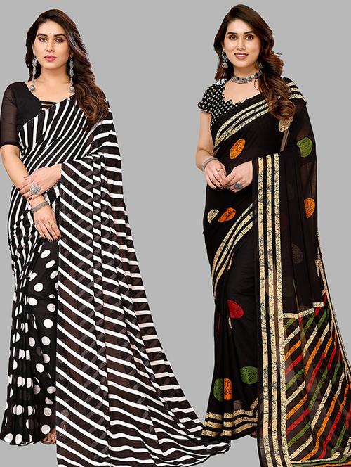 pack of 2 printed casual wear sarees with blouse - 21445611 - Very Small Image - 1