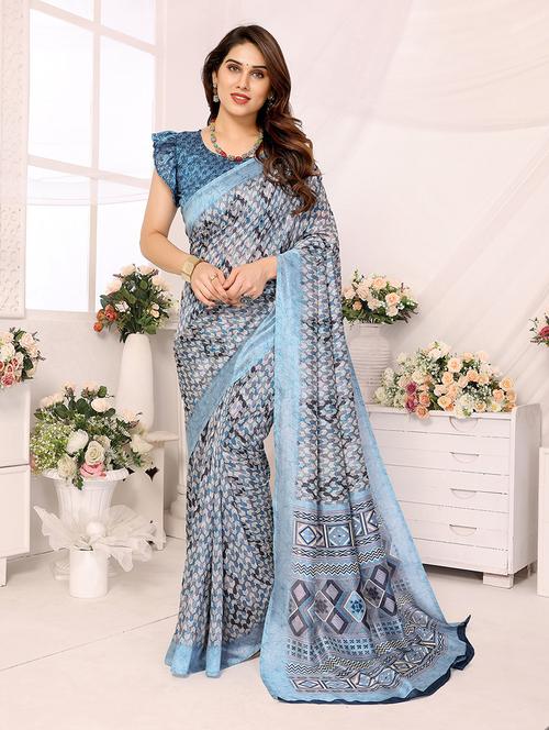 women printed casual wear saree with blouse - 21445613 - Very Small Image - 1