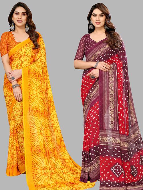women pack of 2 casual wear combo saree with blouse - 21445618 - Very Small Image - 1