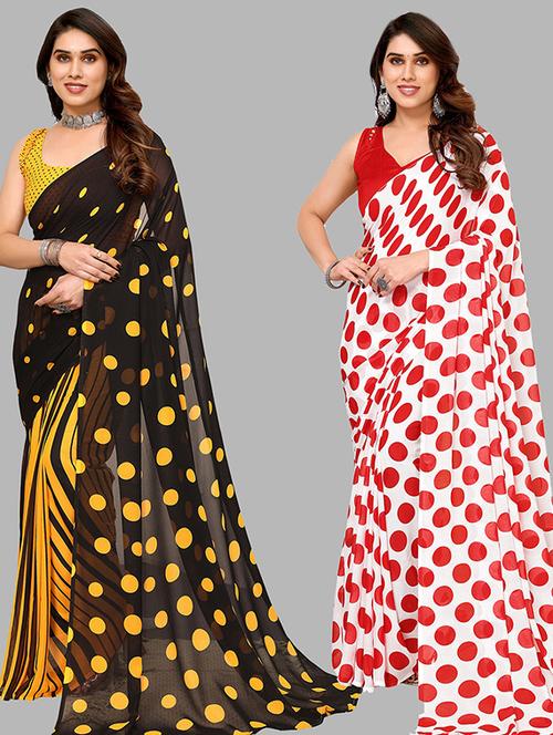 pack of 2 casual wear combo sarees with blouse - 21445620 - Very Small Image - 1