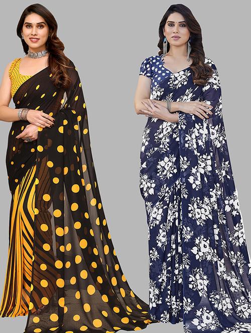 pack of 2 casual wear sarees with blouse - 21445621 - Very Small Image - 1