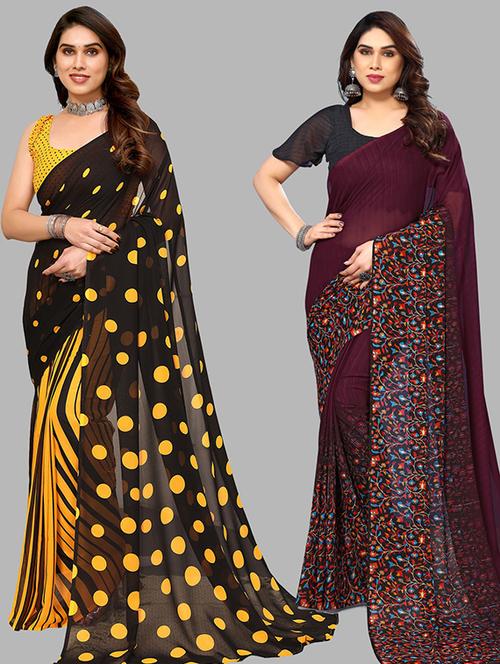 women pack of 2 casual wear combo saree with blouse - 21445623 - Very Small Image - 1