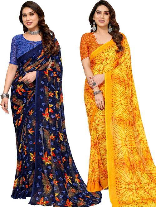 women pack of 2 casual wear combo saree with blouse - 21445626 - Very Small Image - 1