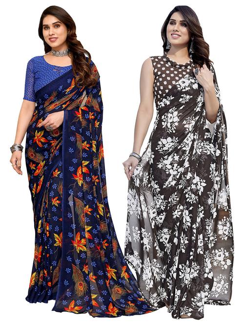 women pack of 2 casual wear combo saree with blouse - 21445629 - Very Small Image - 1