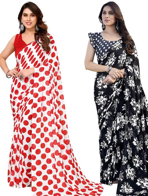pack of 2 casual wear sarees with blouse - 21445636 - Very Small Image - 1