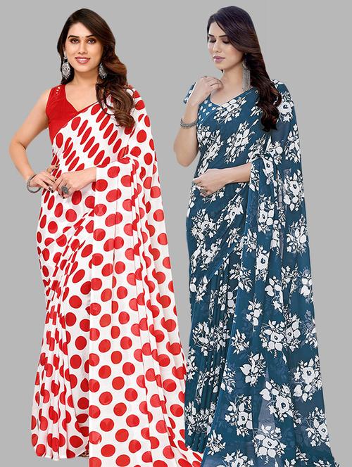 women pack of 2 casual wear combo saree with blouse - 21445639 - Very Small Image - 1