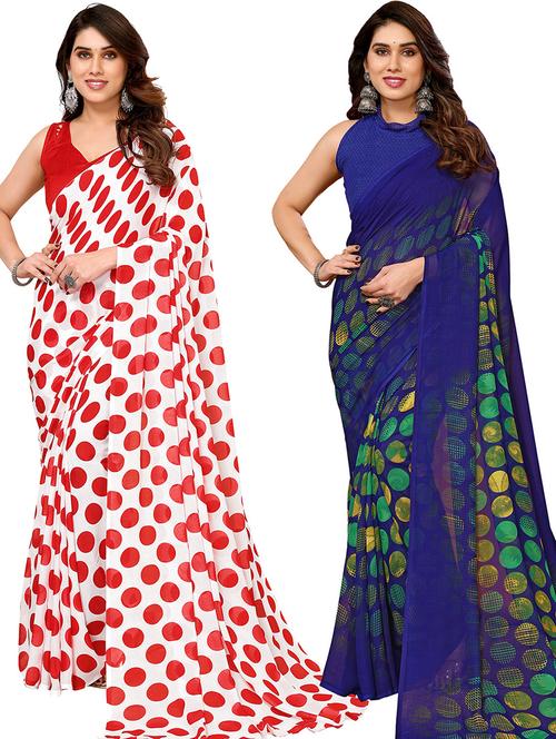 women pack of 2 casual wear combo saree with blouse - 21445642 - Very Small Image - 1