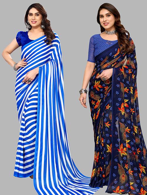 women pack of 2 casual wear combo saree with blouse - 21445649 - Very Small Image - 1