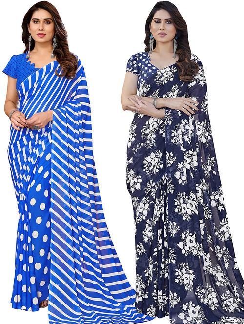 women pack of 2 casual wear combo saree with blouse - 21445655 - Very Small Image - 1