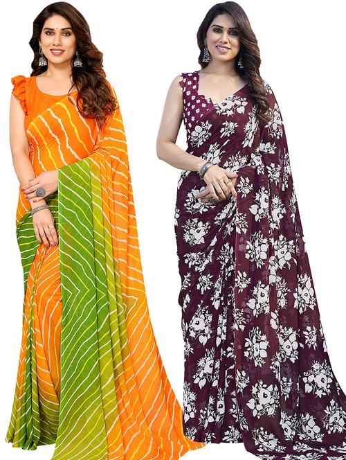 pack of 2 casual wear sarees with blouse - 21445668 - Very Small Image - 1