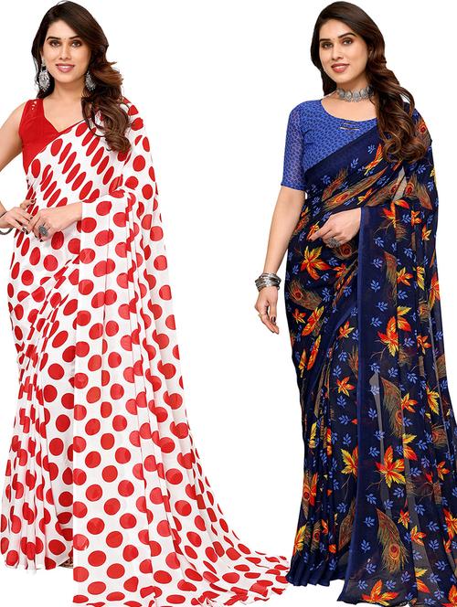 women pack of 2 casual wear combo saree with blouse - 21445676 - Very Small Image - 1