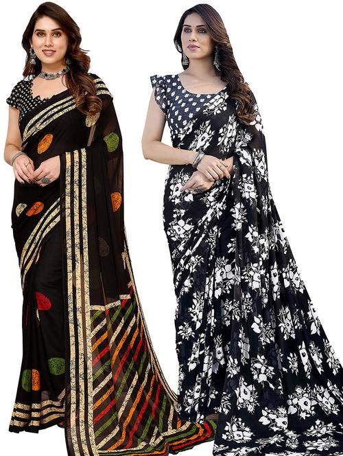 pack of 2 casual wear sarees with blouse - 21445677 - Very Small Image - 1