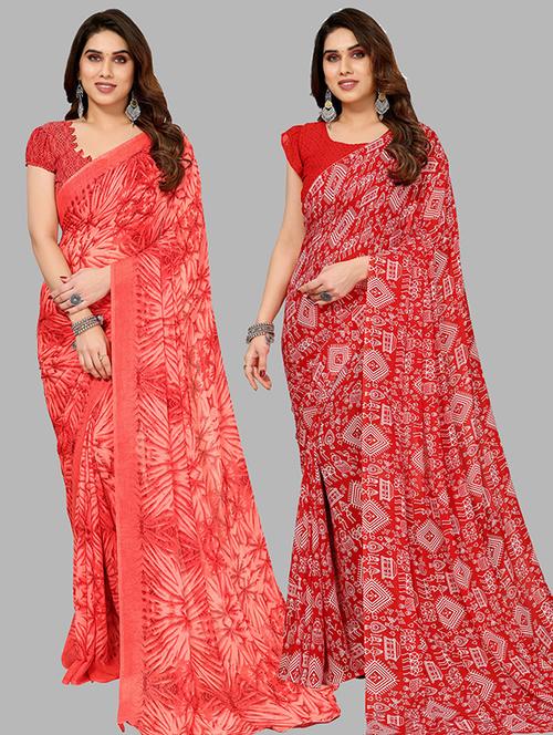 women pack of 2 casual wear combo saree with blouse - 21445684 - Very Small Image - 1