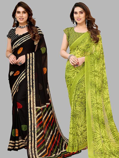 women pack of 2 casual wear combo saree with blouse - 21445689 - Very Small Image - 1