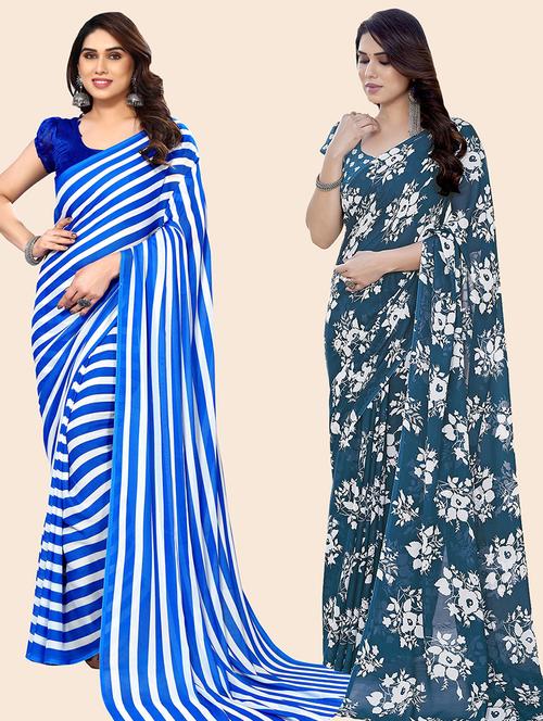 pack of 2 casual wear sarees with blouse - 21445692 - Very Small Image - 1