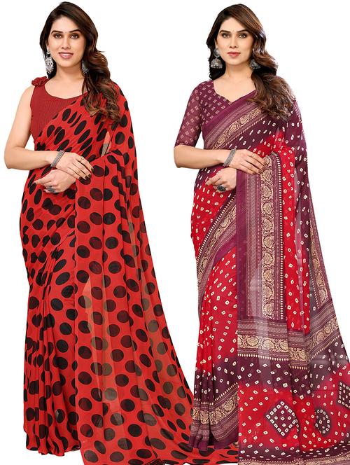 pack of 2 casual wear sarees with blouse - 21445698 - Very Small Image - 1