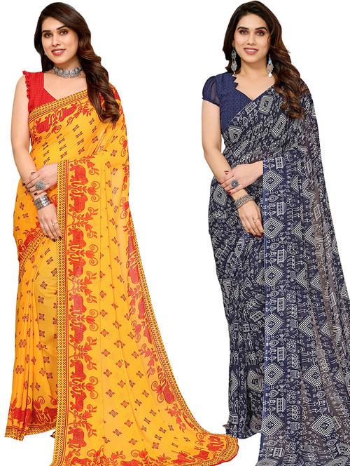 women pack of 2 casual wear combo saree with blouse - 21445707 - Very Small Image - 1