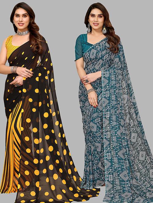 women pack of 2 casual wear combo saree with blouse - 21445708 - Very Small Image - 1