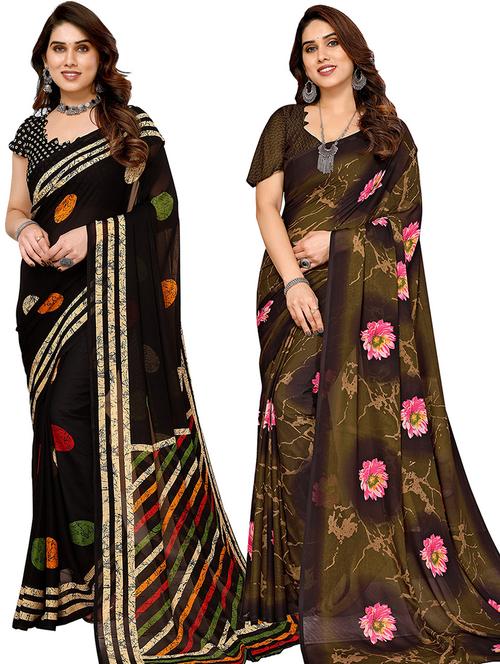women pack of 2 casual wear combo saree with blouse - 21445709 - Very Small Image - 1
