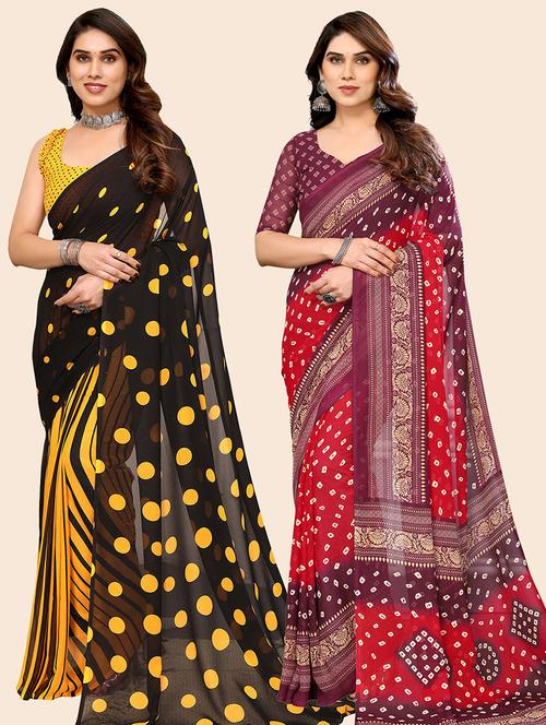 women pack of 2 casual wear combo saree with blouse - 21445717 - Very Small Image - 1