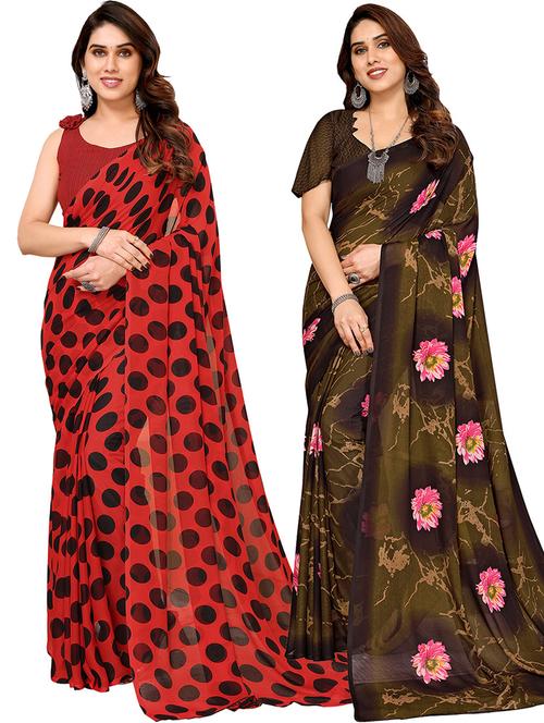 women pack of 2 casual wear combo saree with blouse - 21445719 - Very Small Image - 1