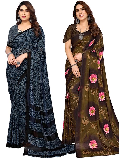 women pack of 2 casual wear combo saree with blouse - 21445720 - Very Small Image - 1