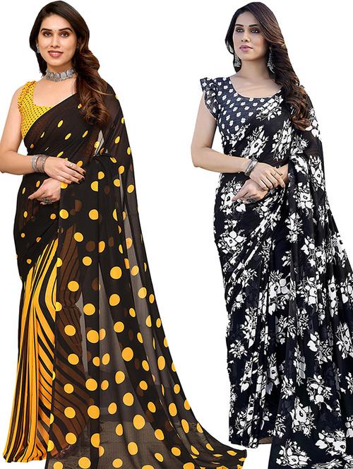 women pack of 2 casual wear combo saree with blouse - 21445723 - Very Small Image - 1