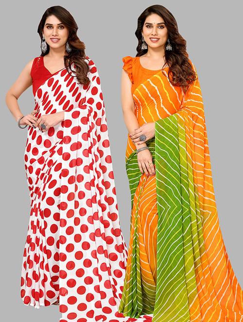 pack of 2 casual wear sarees with blouse - 21445726 - Very Small Image - 1