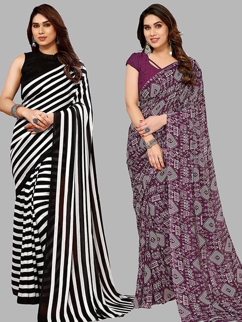 women pack of 2 casual wear combo saree with blouse - 21445728 - Very Small Image - 1