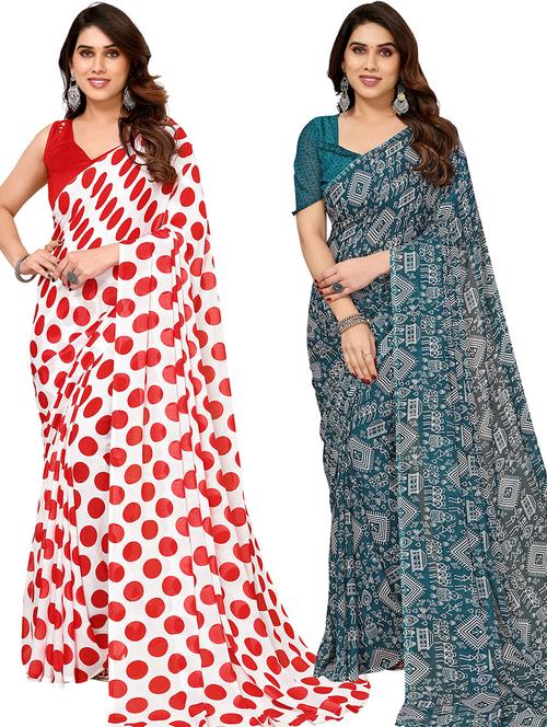 pack of 2 casual wear sarees with blouse - 21445731 - Very Small Image - 1