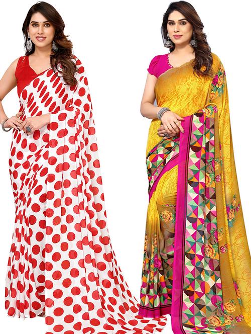 pack of 2 casual wear sarees with blouse - 21445740 - Very Small Image - 1
