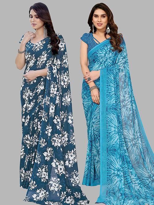 women pack of 2 casual wear combo saree with blouse - 21445741 - Very Small Image - 1