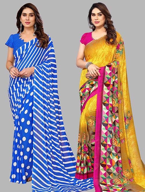 women pack of 2 casual wear combo saree with blouse - 21445742 - Very Small Image - 1