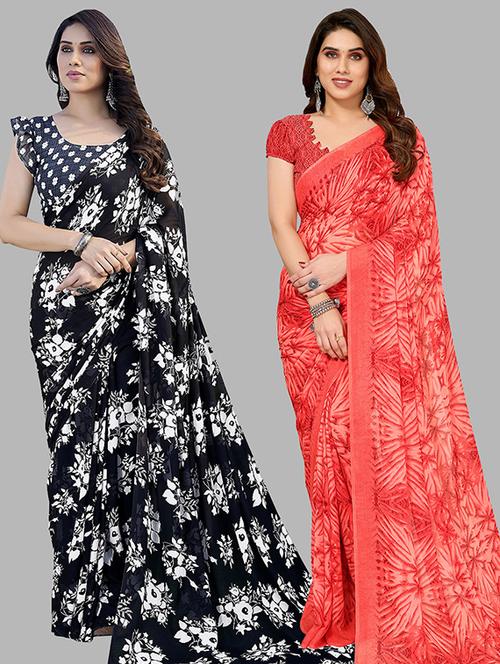 women pack of 2 casual wear combo sacee with blouse - 21445743 - Very Small Image - 1